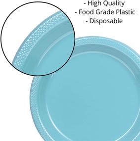 img 2 attached to 🍽️ Premium Light Blue Plastic Plates - Elegant 9 Inch Disposable Plates - Pack of 50