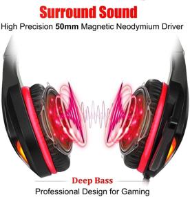 img 3 attached to 🎧 Stynice Gaming Headset - Crystal Clear Sound with Noise Canceling Mic and LED Light for PC PS4 PS5 Xbox One Laptop - Lightweight Comfortable Gamer Headphones Red