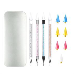 img 4 attached to Ручка для подбора страз Rhinestone Picker Wax Pen Pencil - инструмент для рисования бриллиантовыми красками и нейл-арта для подбора кристаллов с дополнительными 7 наконечниками из воска