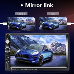 img 3 attached to 🚗 Podofo 7" Touch Screen Double Din Car Stereo with Bluetooth, Handsfree Calling, Mirror Link, USB, SD, FM Radio, Backup Camera, Wireless Remote Control, and Steering Wheel Control