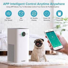 img 1 attached to 🏠 Colzer Ultra Quiet Essential Oil Air Purifier for Home Bedroom 3000 Sq.Ft/s Purify Fresh Air, Effectively Captures Pet Dander, Eliminates Odors or Smoke with 360°HEPA Activated Carbon Filter, Wifi Control Model KJ580