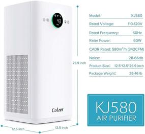 img 2 attached to 🏠 Ultra Quiet Essential Oil Air Purifier Colzer для дома в спальне 3000 кв. футов/с Очистка свежего воздуха, эффективное улавливание перьев домашних животных, устранение запахов или дыма с 360° HEPA активированным угольным фильтром, модель KJ580 с управлением через Wi-Fi.