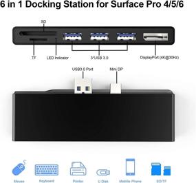 img 3 attached to 💻 Surface Pro4/5/6 Hub Docking Station - 4K DP Port, 3× USB 3.0 Data Port, SD/TF Card Reader - Microsoft Surface Pro4/5/6 Compatible