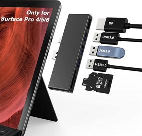 img 4 attached to 💻 Surface Pro4/5/6 Hub Docking Station - 4K DP Port, 3× USB 3.0 Data Port, SD/TF Card Reader - Microsoft Surface Pro4/5/6 Compatible