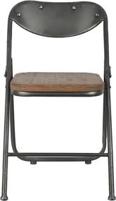 img 4 attached to Vintage Seat Folding Chairs Gun Metal and 🪑 Natural Wood by Decor Therapy - Set of 2 (MP6369)