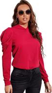 👚 stylish and comfortable: romwe women's casual puff long sleeve crewneck solid sweatshirt pullover logo