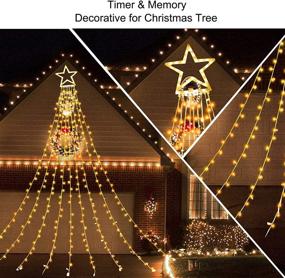 img 2 attached to 🎄 ZTX Christmas Star String Lights, 11 Lighting Modes Outdoor Christmas Decorations with Remote, 11Ft Waterfall Christmas Tree Lights for Christmas, New Year, Birthday - Clearance Sale (Warm White)