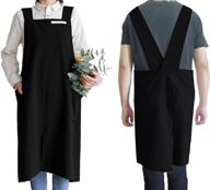 👩 retro square apron robust gardening & cooking pinafore dress, crafted in cotton/linen with cross back straps logo