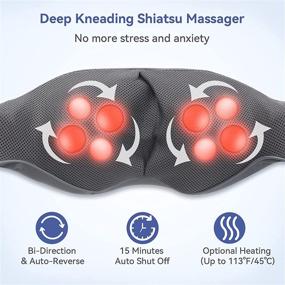 img 3 attached to Electric Shiatsu Neck and Shoulder Massager with Heat - Deep Tissue 3D Kneading Pillow for Relaxation in Home, Office, or Car - Ideal for Shoulders, Neck, Back, Legs, and Foot Massage