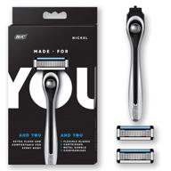 bic made for you: 5-blade razor blades for smooth shaving & hair removal - men & women, nickel, with 2 cartridge refills logo