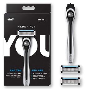 img 4 attached to BIC Made For You: 5-Blade Razor Blades for Smooth Shaving & Hair Removal - Men & Women, Nickel, with 2 Cartridge Refills