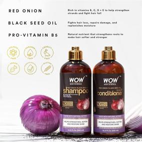 img 3 attached to 🌟 WOW Red Onion Black Seed Oil Shampoo and Conditioner Kit: Boost Gloss, Hydration, Shine | Ease Itchy Scalp, Dandruff, Frizz | Paraben & Sulfate-free | All Hair Types | 2 x 16.9 Fl Oz 500mL