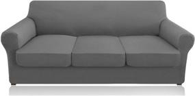 img 4 attached to 🛋️ Granbest 4 Piece High Stretch Couch Covers: Ultimate Sofa Slipcover for 3 Cushion Couch, Premium Furniture Protector for Large 3-Seat Sofas - Dog Pet Proof, Machine Washable (Light Gray, Large)