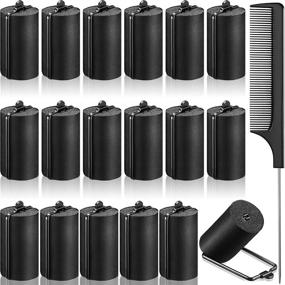 img 4 attached to 💇 Professional Hairdressing Styling Set: 18 Pieces Black Satin Rollers - Silk Foam Curlers (1.42 Inch)