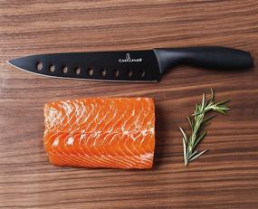 img 1 attached to Culina 8-Inch Nonstick Carbon Steel Sushi Knife: A Black-Handled Essential with Sheath