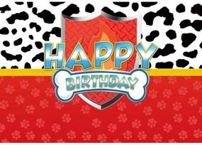 img 4 attached to 🐾 Dalmatian Dog Paw Birthday Backdrop: Get Fired Up with Allenjoy 7x5ft Firefighter Red Shield Bone Photography Background for Kids Party Supplies, Decorations, and Gift Idea