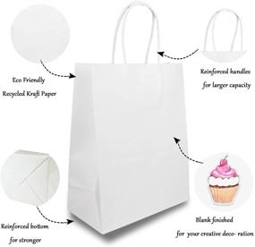 img 3 attached to 🎁 RELYRUNK Gift Bag 50-Pack - Versatile White Kraft Paper Bags for Birthdays, Baby Showers, Takeaways, and Shopkeepers - Perfect for Gifts, Bread, Candies, Biscuits, Snacks - 8x4.75x10 Inch