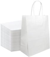 🎁 relyrunk gift bag 50-pack - versatile white kraft paper bags for birthdays, baby showers, takeaways, and shopkeepers - perfect for gifts, bread, candies, biscuits, snacks - 8x4.75x10 inch logo