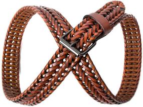 img 3 attached to 👞 Genuine Leather Brown Men's Belt Accessories: XingCHi Braided Versatility