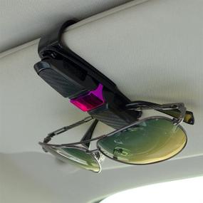 img 3 attached to 🕶️ FineGood 2 Pack Car Sun Visor Glasses Holders - Black + Rose, Sunglasses & Eyeglasses Mount with Ticket Card Clip