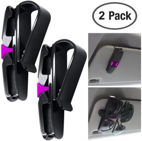 img 2 attached to 🕶️ FineGood 2 Pack Car Sun Visor Glasses Holders - Black + Rose, Sunglasses & Eyeglasses Mount with Ticket Card Clip