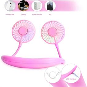 img 2 attached to Portable TX Neck Fan: Small, Battery Operated, Dual Wind Head with LED Light - Ideal for Traveling, Office and Home Use (Pink)