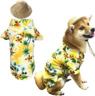 🌴 hawaiian pet dog t-shirt summer camp clothes with straw hat - perfect apparel for small, medium, large dogs, puppies, and cats! логотип