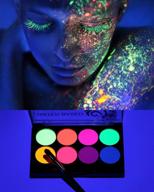 🎨 professional uv face paint kit | 8 bright fluorescent colors | water based black light makeup for kids, adults, halloween, glow parties, costumes, theater | special festivals neon body painting logo