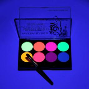 img 2 attached to 🎨 Professional UV Face Paint Kit | 8 Bright Fluorescent Colors | Water Based Black Light Makeup for Kids, Adults, Halloween, Glow Parties, Costumes, Theater | Special Festivals Neon Body Painting