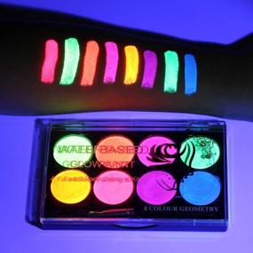 img 3 attached to 🎨 Professional UV Face Paint Kit | 8 Bright Fluorescent Colors | Water Based Black Light Makeup for Kids, Adults, Halloween, Glow Parties, Costumes, Theater | Special Festivals Neon Body Painting