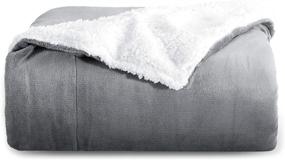 img 4 attached to 🛋️ Bedsure Sherpa Fleece Couch Blanket - Thick Grey Fuzzy Warm Soft Throw Blankets for Sofa, 50x60 Inches