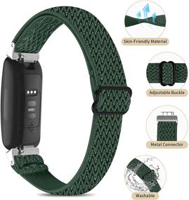 img 3 attached to 🏋️ OCEBEEC Stretchy Sport Bands for Fitbit Inspire 2/HR, Soft Fabric Bracelet Nylon Elastic Replacement Wristbands in Army Green