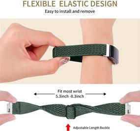 img 2 attached to 🏋️ OCEBEEC Stretchy Sport Bands for Fitbit Inspire 2/HR, Soft Fabric Bracelet Nylon Elastic Replacement Wristbands in Army Green