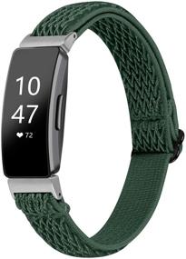 img 4 attached to 🏋️ OCEBEEC Stretchy Sport Bands for Fitbit Inspire 2/HR, Soft Fabric Bracelet Nylon Elastic Replacement Wristbands in Army Green