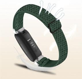 img 1 attached to 🏋️ OCEBEEC Stretchy Sport Bands for Fitbit Inspire 2/HR, Soft Fabric Bracelet Nylon Elastic Replacement Wristbands in Army Green