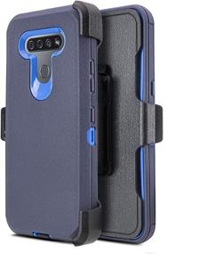 img 4 attached to Blue Customerfirst Belt Clip Holster Cell Phone Case for LG K51 with Built-In Screen Protector - Heavy-Duty Hybrid Shockproof Bumper Case with Kickstand