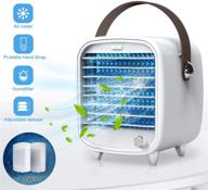 smartdevil portable air conditioner fan, usb small desk air cooler fan with night light, adjustable wind direction personal cooling fan, built-in ice tray, white - ideal for home office use logo