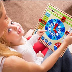 img 1 attached to Деревянный календарь и обучающие часы для малышей 3 лет - 4 года - образовательные игрушки для дошкольников от Pidoko Kids Montessori - Доска "Всё о сегодня" - идеальные подарки для мальчиков и девочек.