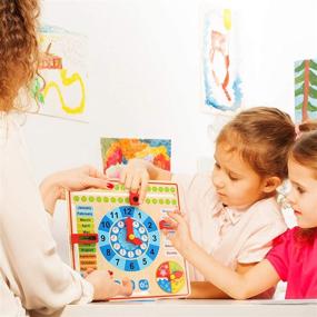 img 2 attached to Деревянный календарь и обучающие часы для малышей 3 лет - 4 года - образовательные игрушки для дошкольников от Pidoko Kids Montessori - Доска "Всё о сегодня" - идеальные подарки для мальчиков и девочек.