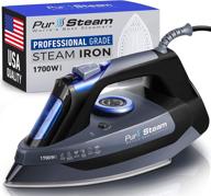 🔥 premium 1700w steam iron for clothes with fast even heat, durable scratch resistant stainless steel sole plate, advanced true position axial aligned steam holes, self-cleaning function logo