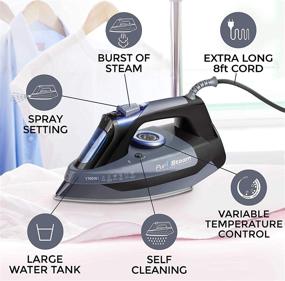 img 3 attached to 🔥 Premium 1700W Steam Iron for Clothes with Fast Even Heat, Durable Scratch Resistant Stainless Steel Sole Plate, Advanced True Position Axial Aligned Steam Holes, Self-Cleaning Function
