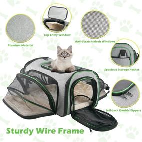 img 2 attached to Minthouz Four-Side Expandable Cat Carrier: Airline Approved with Safety Leash, Shoulder Straps, and Self-Lock Zippers - Collapsible, Removable Fleece Pad, and Pocket