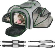 minthouz four-side expandable cat carrier: airline approved with safety leash, shoulder straps, and self-lock zippers - collapsible, removable fleece pad, and pocket logo