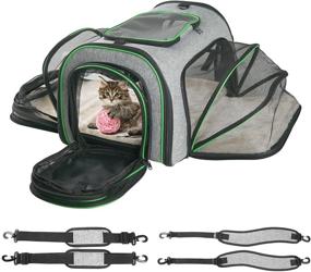 img 4 attached to Minthouz Four-Side Expandable Cat Carrier: Airline Approved with Safety Leash, Shoulder Straps, and Self-Lock Zippers - Collapsible, Removable Fleece Pad, and Pocket