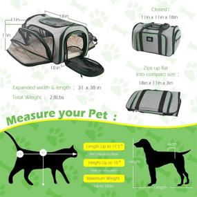 img 3 attached to Minthouz Four-Side Expandable Cat Carrier: Airline Approved with Safety Leash, Shoulder Straps, and Self-Lock Zippers - Collapsible, Removable Fleece Pad, and Pocket
