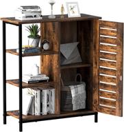 🏺 yitahome rustic brown side storage cabinet with 3 open shelves and door – ideal for living room, bedroom, hallway, kitchen – stable metal frame, cupboard, sideboard, floor cabinet logo