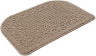 🏞️ premium 27x18 inch anti fatigue kitchen rug mats: 100% polypropylene half round rug cushion | anti slippery & machine washable (beige 1 pc) logo