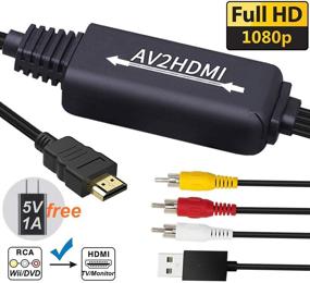 img 3 attached to 🔌 Кабель-конвертер RCA в HDMI - переходник HONSHEN AV в HDMI, 3RCA CVBS аудио-видео композитное до 1080P HDMI - PAL NTSC поддержка для Wii VHS VCR камера DVD - набор RCA в HDMI (черный)