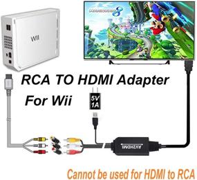 img 1 attached to 🔌 Кабель-конвертер RCA в HDMI - переходник HONSHEN AV в HDMI, 3RCA CVBS аудио-видео композитное до 1080P HDMI - PAL NTSC поддержка для Wii VHS VCR камера DVD - набор RCA в HDMI (черный)