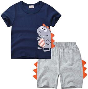 img 4 attached to KnniMorning TEES Outfits Dinosaur Two Piece Boys' Clothing for Clothing Sets